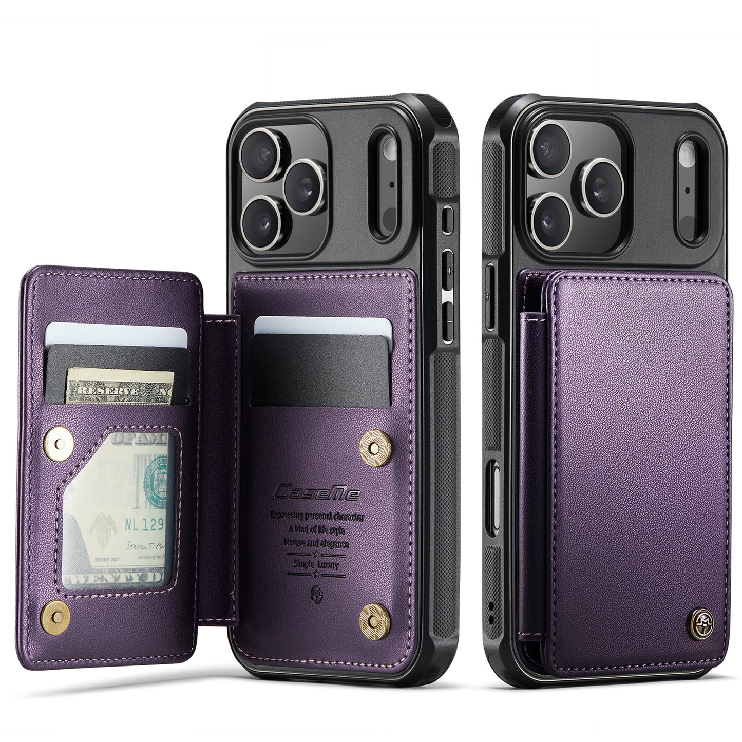 CASEME For iPhone 17 Pro Case with RFID Blocking 5 Card Slots  C22 Leather Back Cover