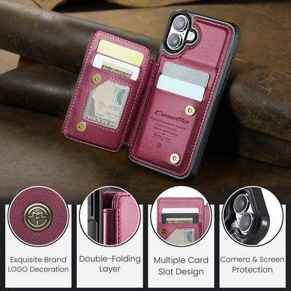 CASEME For iPhone 17 Case with RFID Blocking 5 Card Slots  C22 Leather Back Cover