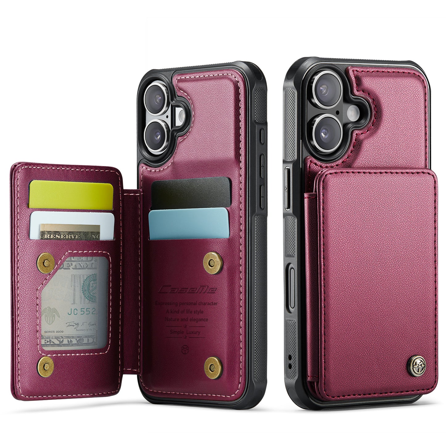 CASEME For iPhone 17 Case with RFID Blocking 5 Card Slots  C22 Leather Back Cover