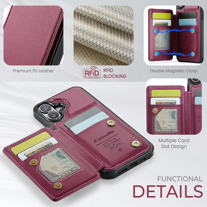 CASEME For iPhone 17 Case with RFID Blocking 5 Card Slots  C22 Leather Back Cover