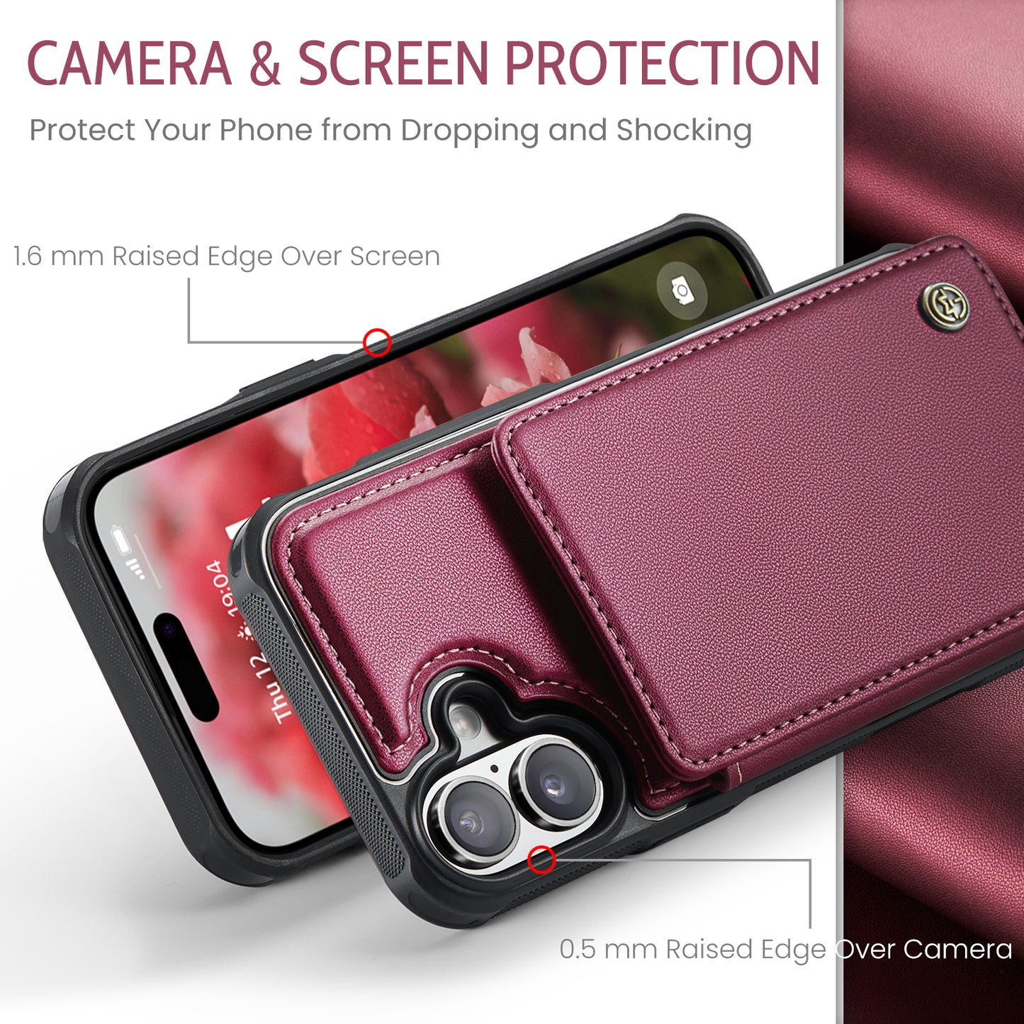 CASEME For iPhone 17 Case with RFID Blocking 5 Card Slots  C22 Leather Back Cover
