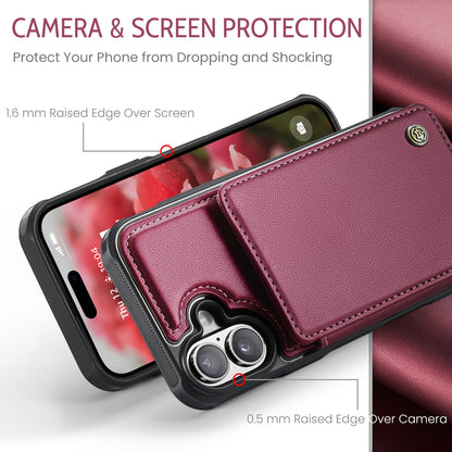 CASEME For iPhone 17 Case with RFID Blocking 5 Card Slots  C22 Leather Back Cover