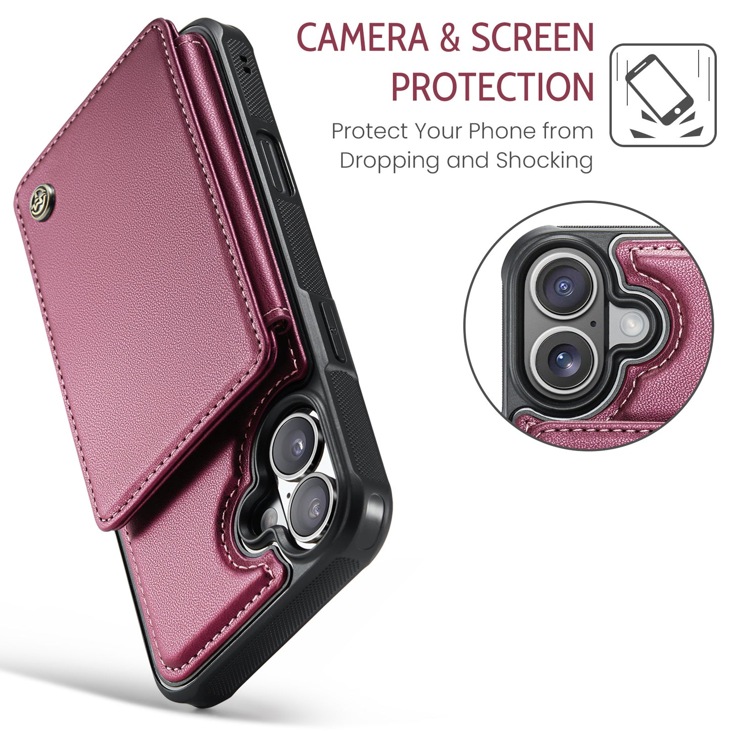 CASEME For iPhone 17 Case with RFID Blocking 5 Card Slots  C22 Leather Back Cover