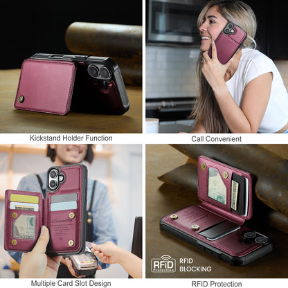 CASEME For iPhone 17 Case with RFID Blocking 5 Card Slots  C22 Leather Back Cover
