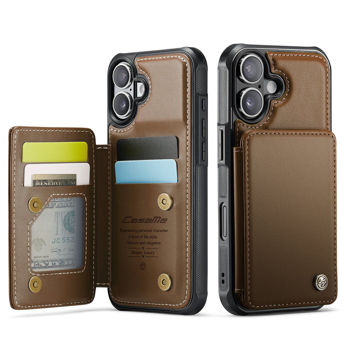 CASEME For iPhone 17 Case with RFID Blocking 5 Card Slots  C22 Leather Back Cover