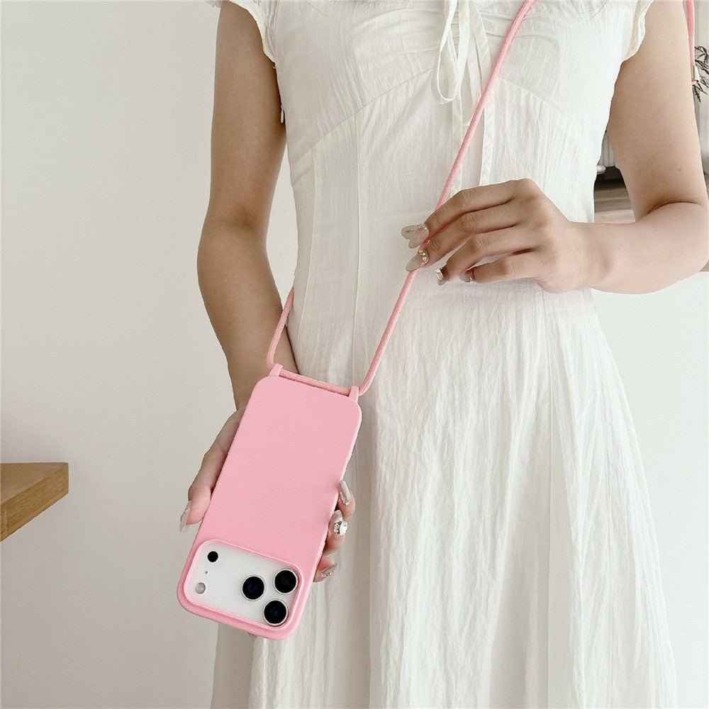 For iPhone 17 Pro Case Liquid Silicone Protective Phone Cover with Crossbody Lanyard