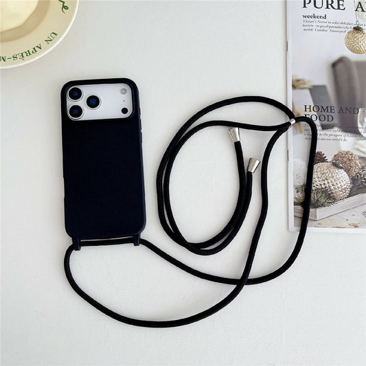 For iPhone 17 Pro Case Liquid Silicone Protective Phone Cover with Crossbody Lanyard