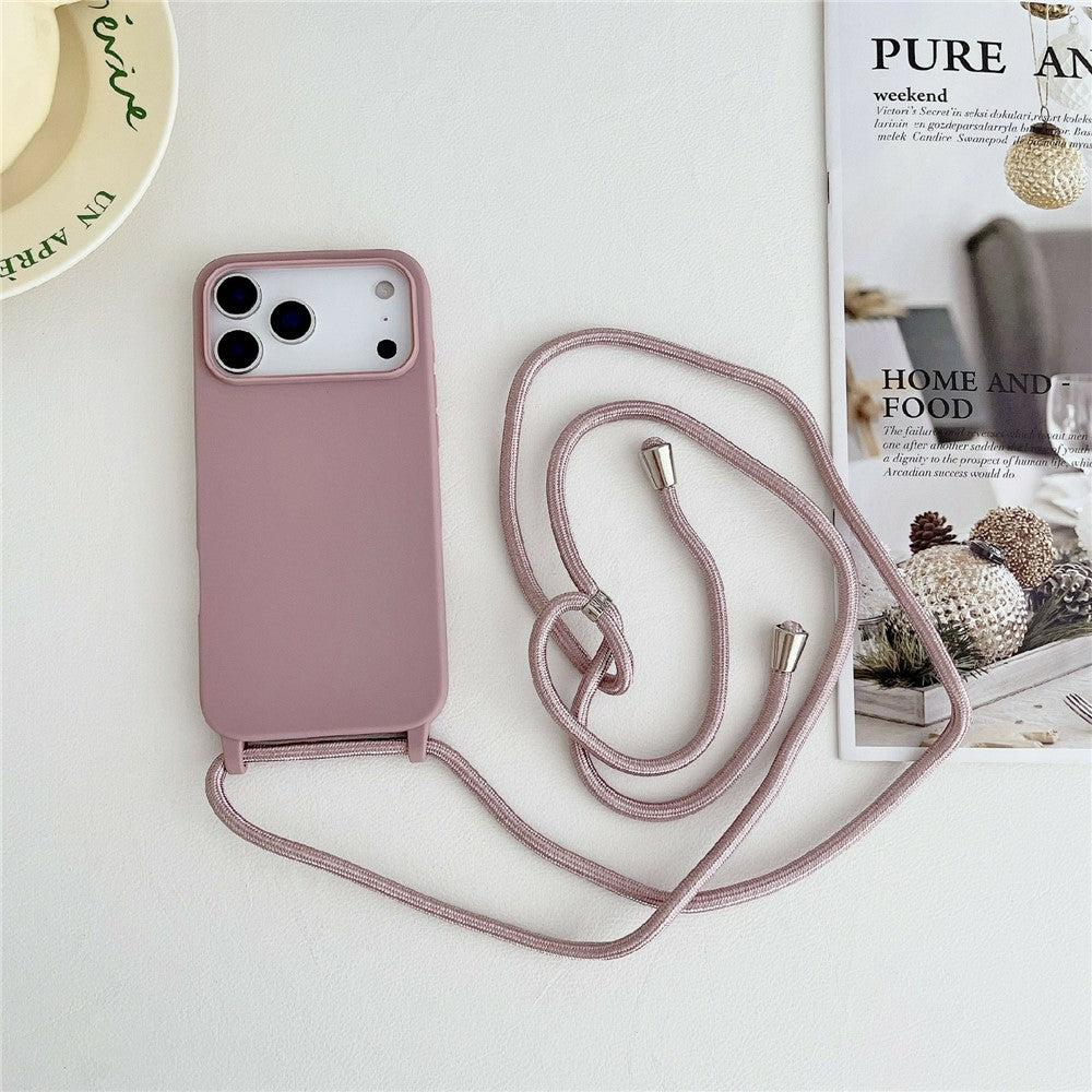 For iPhone 17 Pro Case Liquid Silicone Protective Phone Cover with Crossbody Lanyard