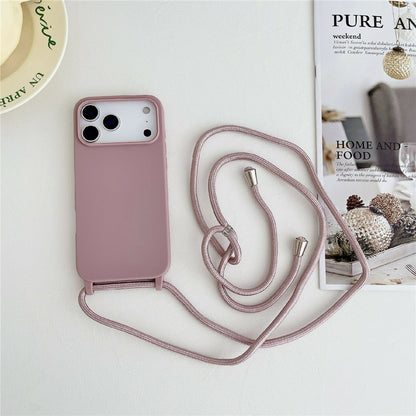 For iPhone 17 Pro Case Liquid Silicone Protective Phone Cover with Crossbody Lanyard