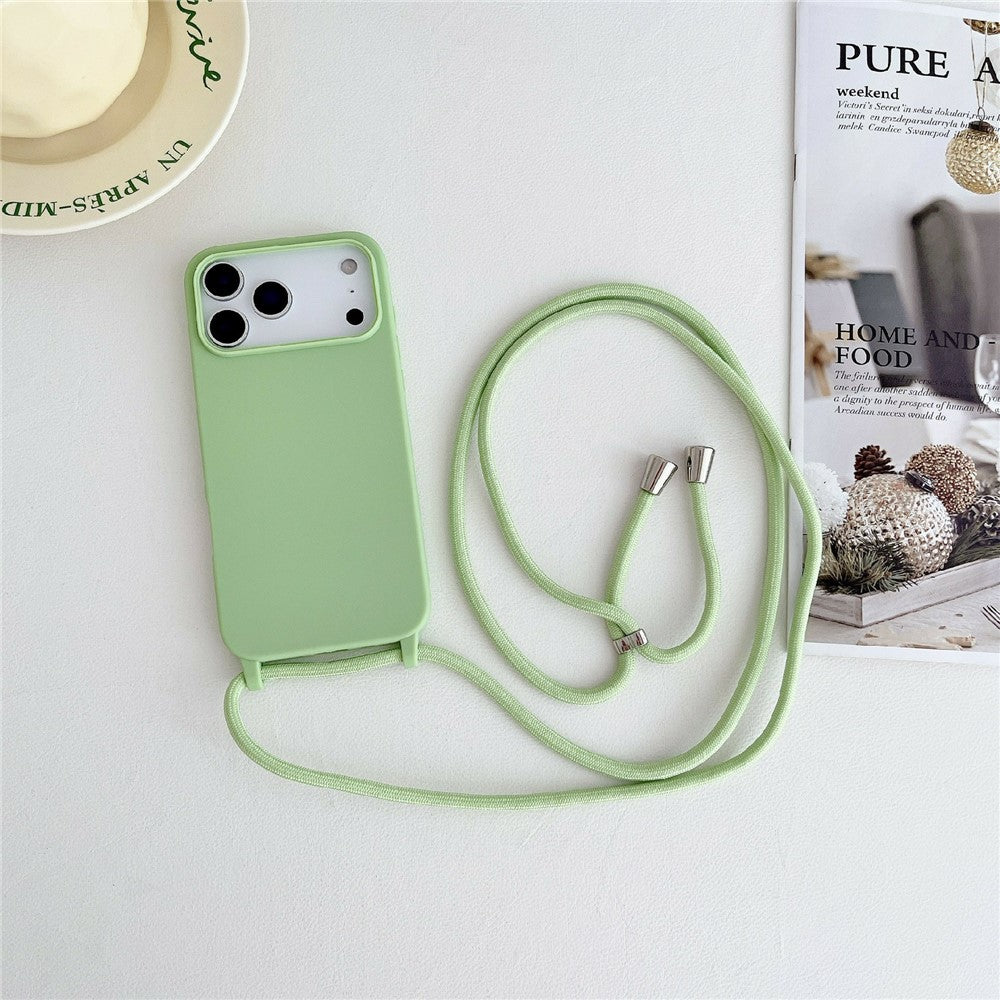 For iPhone 17 Pro Max Case Liquid Silicone Protective Phone Cover with Crossbody Lanyard