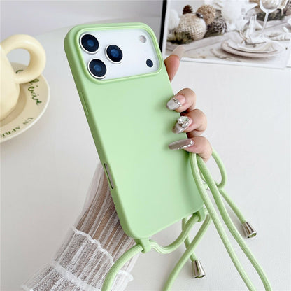For iPhone 17 Pro Max Case Liquid Silicone Protective Phone Cover with Crossbody Lanyard