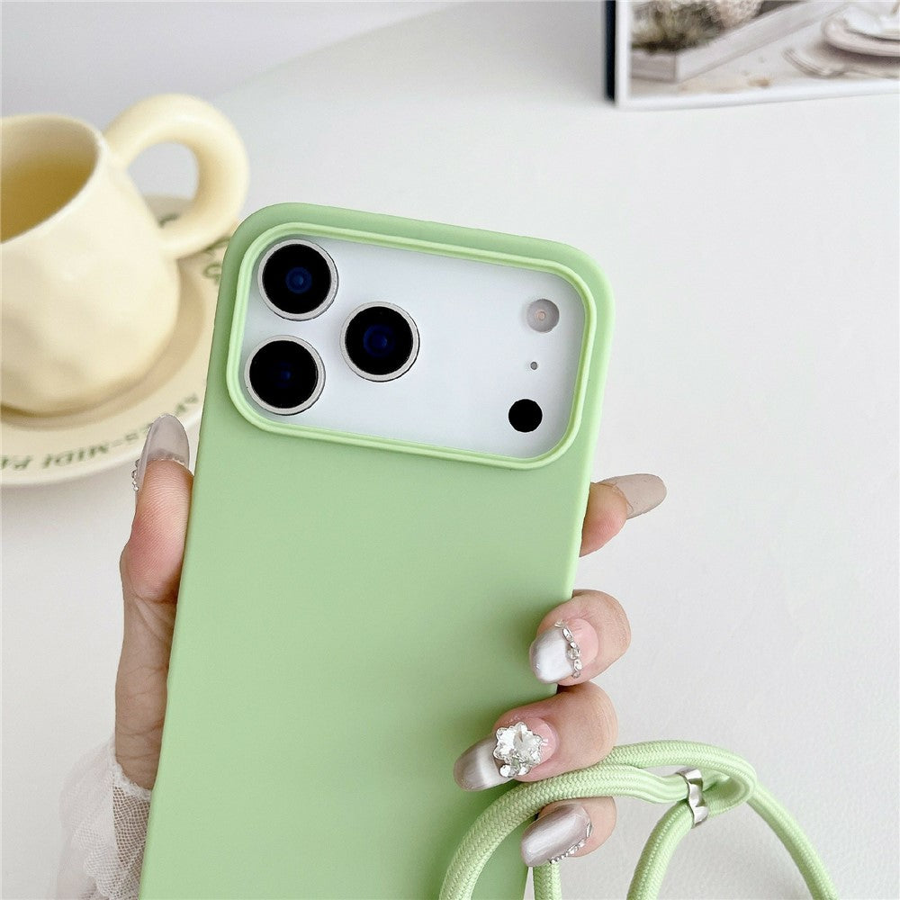 For iPhone 17 Pro Max Case Liquid Silicone Protective Phone Cover with Crossbody Lanyard