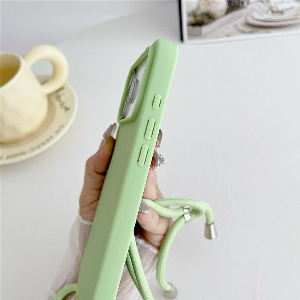 For iPhone 17 Pro Max Case Liquid Silicone Protective Phone Cover with Crossbody Lanyard