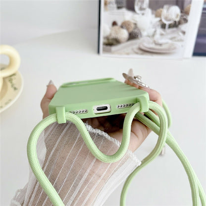 For iPhone 17 Pro Max Case Liquid Silicone Protective Phone Cover with Crossbody Lanyard