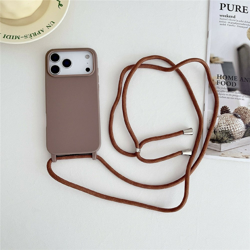 For iPhone 17 Pro Max Case Liquid Silicone Protective Phone Cover with Crossbody Lanyard