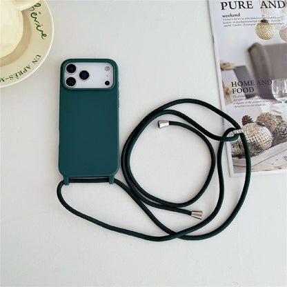 For iPhone 17 Pro Max Case Liquid Silicone Protective Phone Cover with Crossbody Lanyard