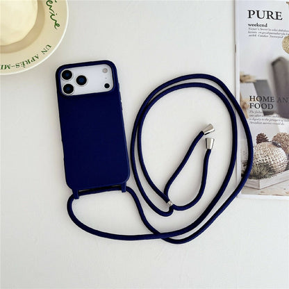 For iPhone 17 Pro Max Case Liquid Silicone Protective Phone Cover with Crossbody Lanyard
