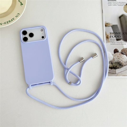 For iPhone 17 Pro Max Case Liquid Silicone Protective Phone Cover with Crossbody Lanyard