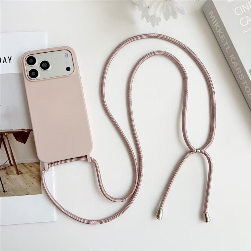 For iPhone 17 Pro Max Case Liquid Silicone Protective Phone Cover with Crossbody Lanyard