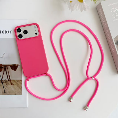 For iPhone 17 Pro Max Case Liquid Silicone Protective Phone Cover with Crossbody Lanyard