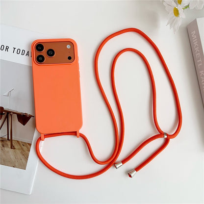 For iPhone 17 Pro Max Case Liquid Silicone Protective Phone Cover with Crossbody Lanyard