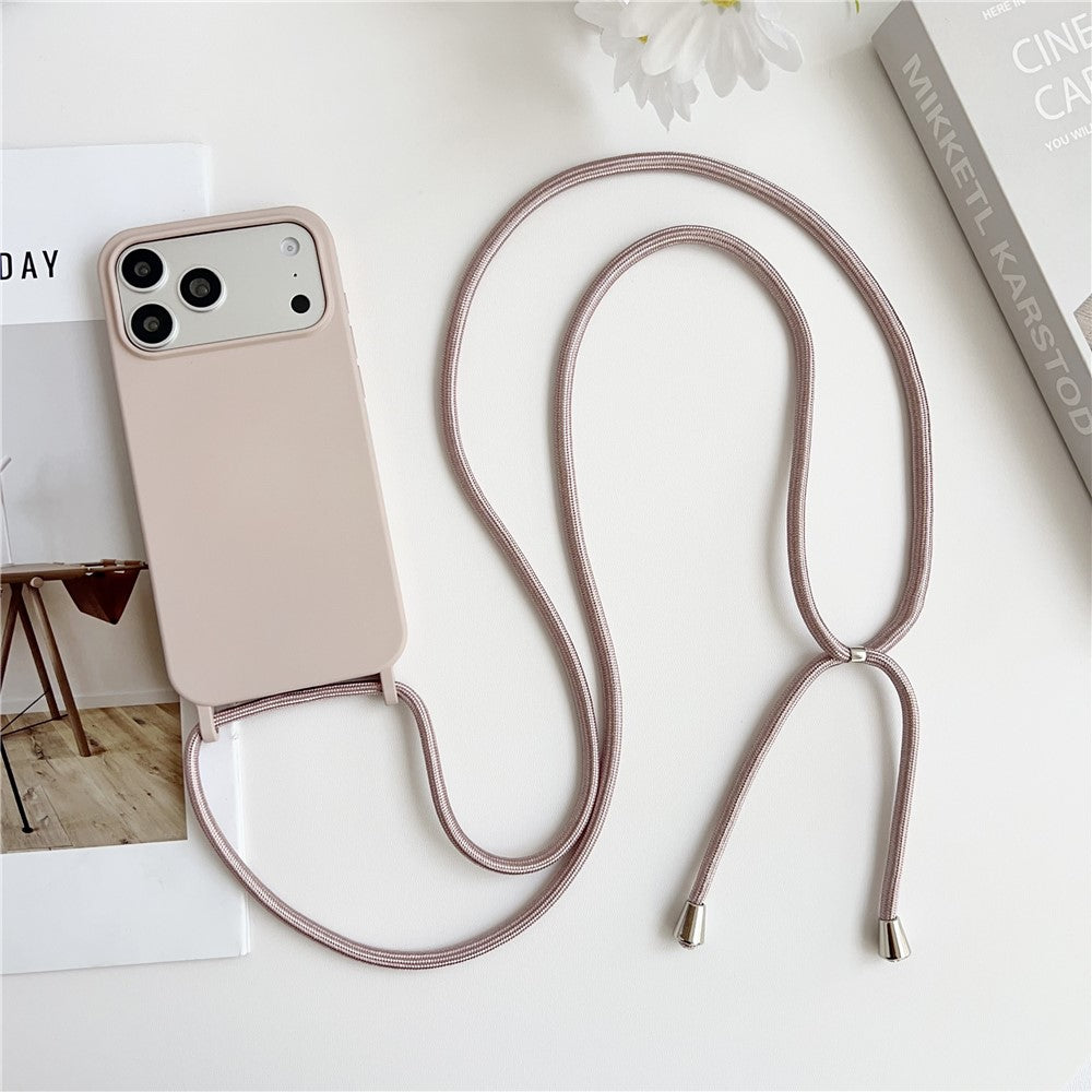 For iPhone 17 Pro Max Case Liquid Silicone Protective Phone Cover with Crossbody Lanyard