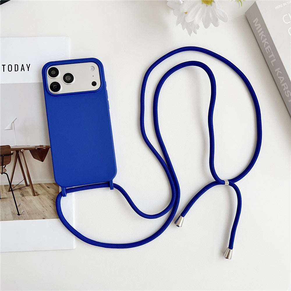 For iPhone 17 Pro Max Case Liquid Silicone Protective Phone Cover with Crossbody Lanyard