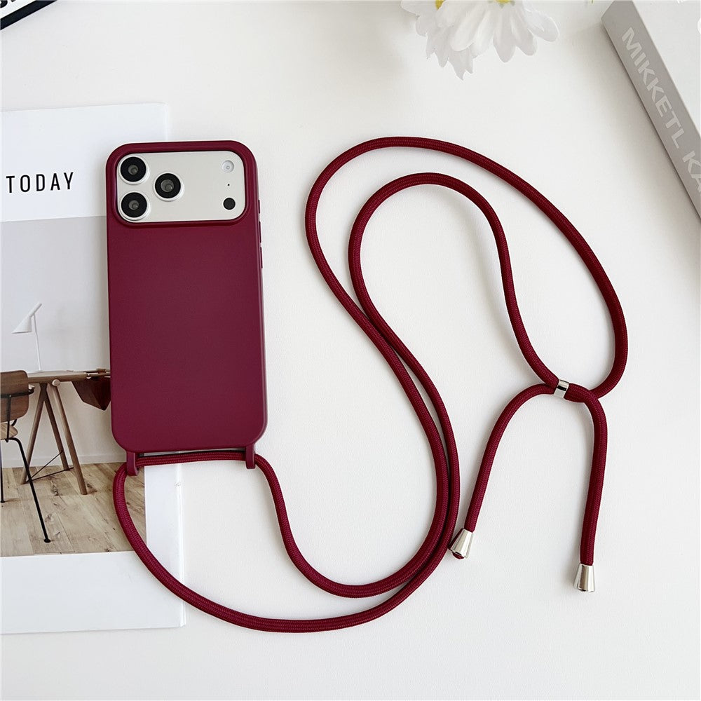 For iPhone 17 Pro Max Case Liquid Silicone Protective Phone Cover with Crossbody Lanyard