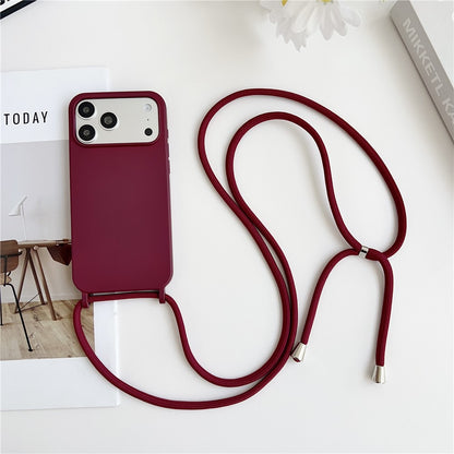 For iPhone 17 Pro Max Case Liquid Silicone Protective Phone Cover with Crossbody Lanyard