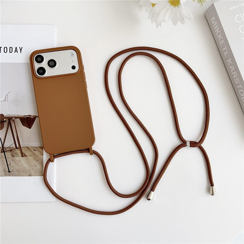 For iPhone 17 Pro Max Case Liquid Silicone Protective Phone Cover with Crossbody Lanyard