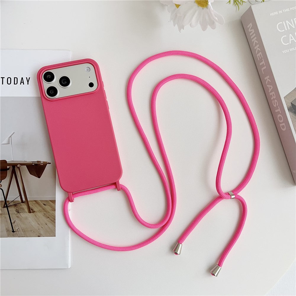For iPhone 17 Pro Max Case Liquid Silicone Protective Phone Cover with Crossbody Lanyard