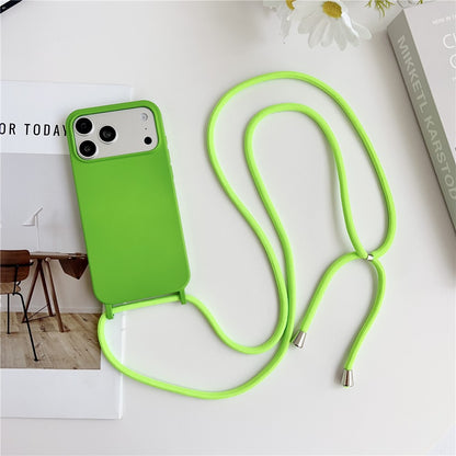 For iPhone 17 Pro Max Case Liquid Silicone Protective Phone Cover with Crossbody Lanyard