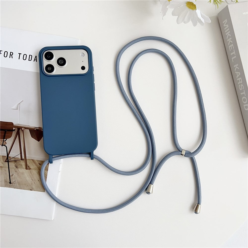 For iPhone 17 Pro Max Case Liquid Silicone Protective Phone Cover with Crossbody Lanyard