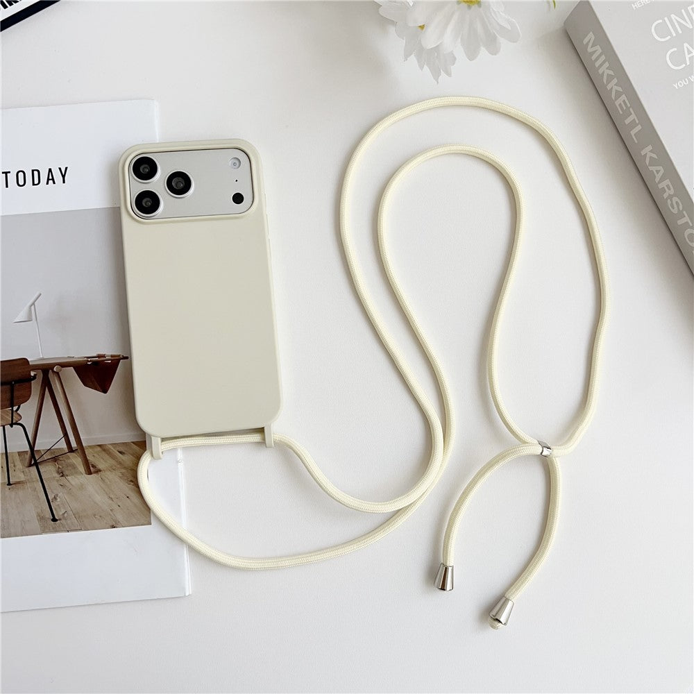 For iPhone 17 Pro Max Case Liquid Silicone Protective Phone Cover with Crossbody Lanyard