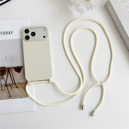 For iPhone 17 Pro Max Case Liquid Silicone Protective Phone Cover with Crossbody Lanyard