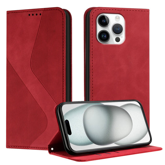 For iPhone 16 Pro Max Phone Cover Skin-touch Feel Leather Wallet Case with Stand