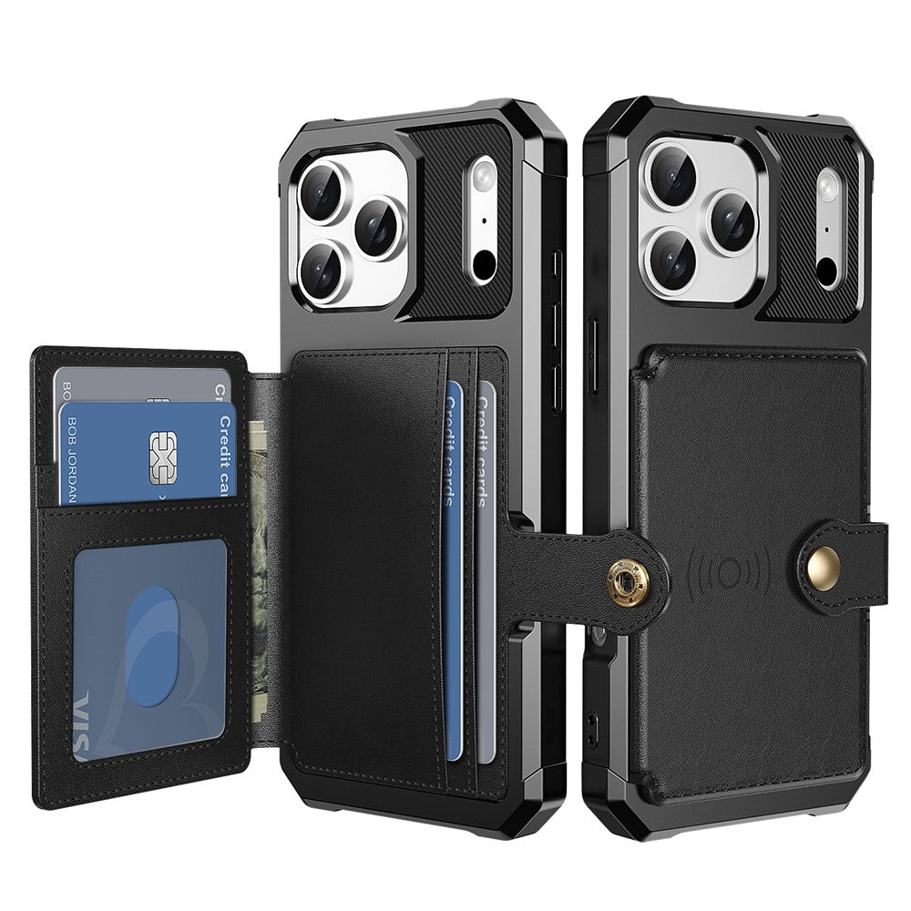 For iPhone 17 Pro Case with Card Holder PU Leather + TPU Phone Back Cover