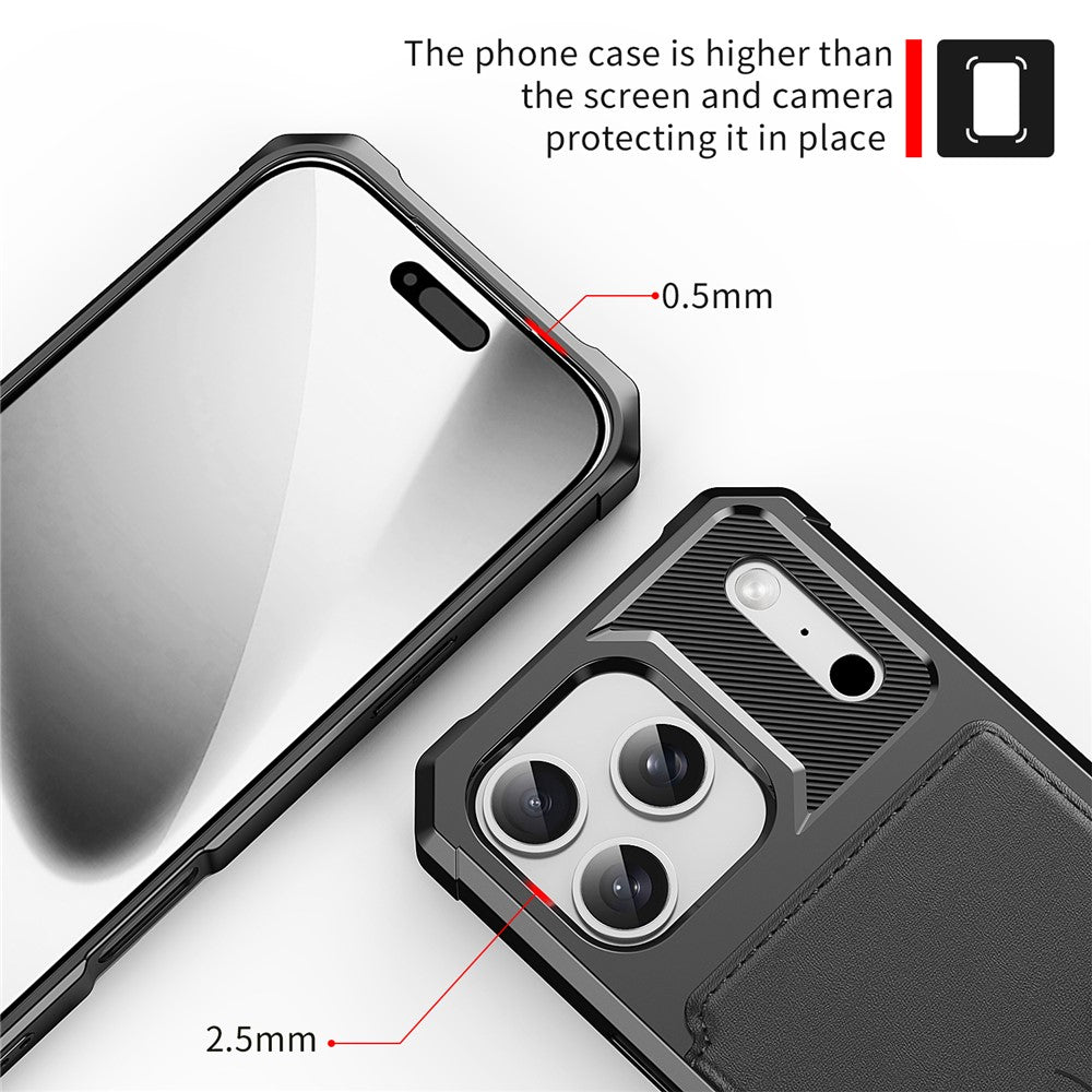 For iPhone 17 Pro Case with Card Holder PU Leather + TPU Phone Back Cover