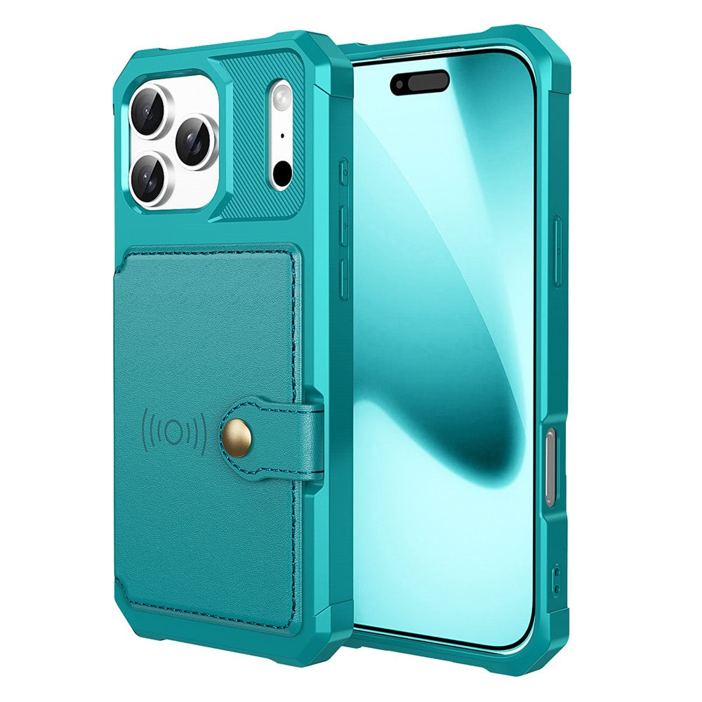 For iPhone 17 Pro Case with Card Holder PU Leather + TPU Phone Back Cover