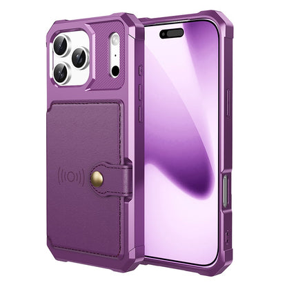 For iPhone 17 Pro Case with Card Holder PU Leather + TPU Phone Back Cover
