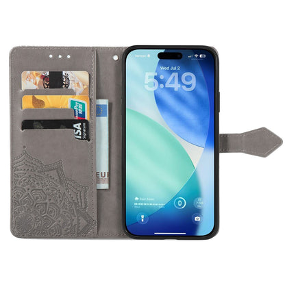 For iPhone 17 Pro Case Wallet Mandala Flower Leather Phone Cover Stand View