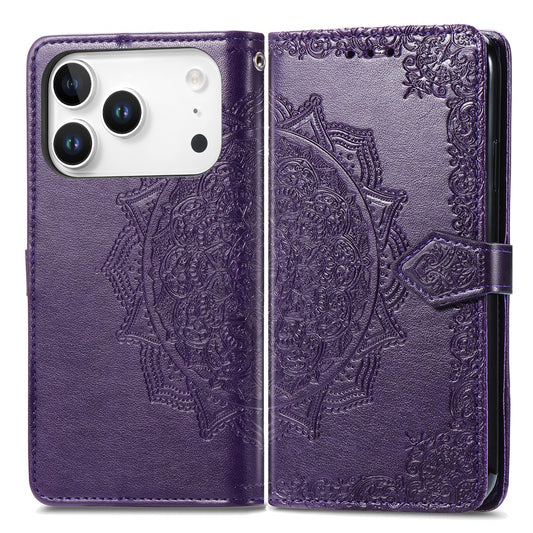 For iPhone 17 Pro Case Wallet Mandala Flower Leather Phone Cover Stand View