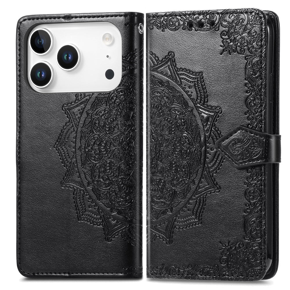 For iPhone 17 Pro Case Wallet Mandala Flower Leather Phone Cover Stand View