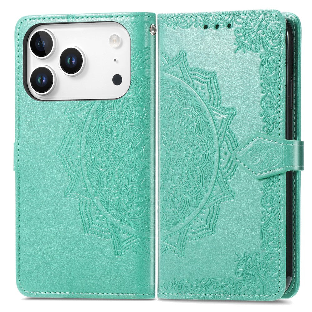 For iPhone 17 Pro Case Wallet Mandala Flower Leather Phone Cover Stand View