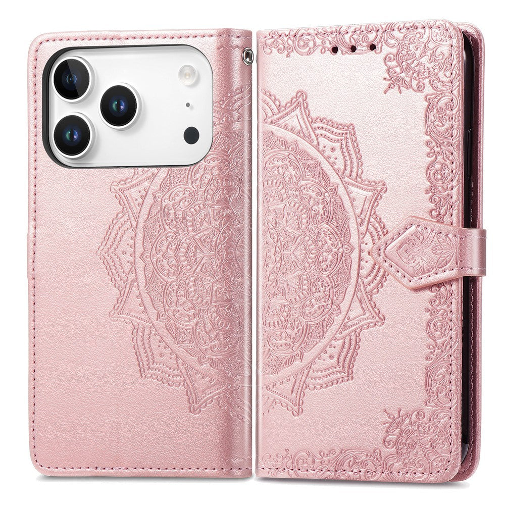 For iPhone 17 Pro Case Wallet Mandala Flower Leather Phone Cover Stand View