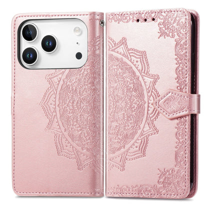 For iPhone 17 Pro Case Wallet Mandala Flower Leather Phone Cover Stand View