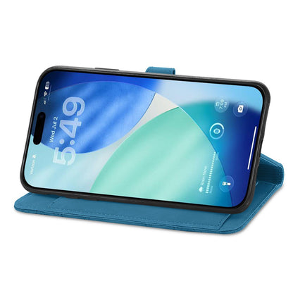 For iPhone 17 Pro Max Zipper Wallet Case with Strap Flower Imprint PU Leather Phone Cover