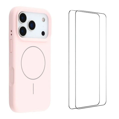 WANLONFENG For iPhone 17 Pro Max Case Compatible with MagSafe  XQ Series TPU Liquid Silicone Phone Cover with 2 Tempered Glass Films