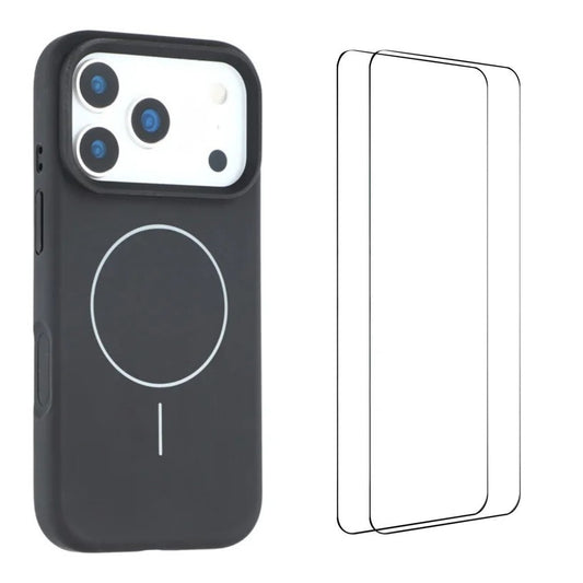 WANLONFENG For iPhone 17 Pro Max Case Compatible with MagSafe  XQ Series TPU Liquid Silicone Phone Cover with 2 Tempered Glass Films