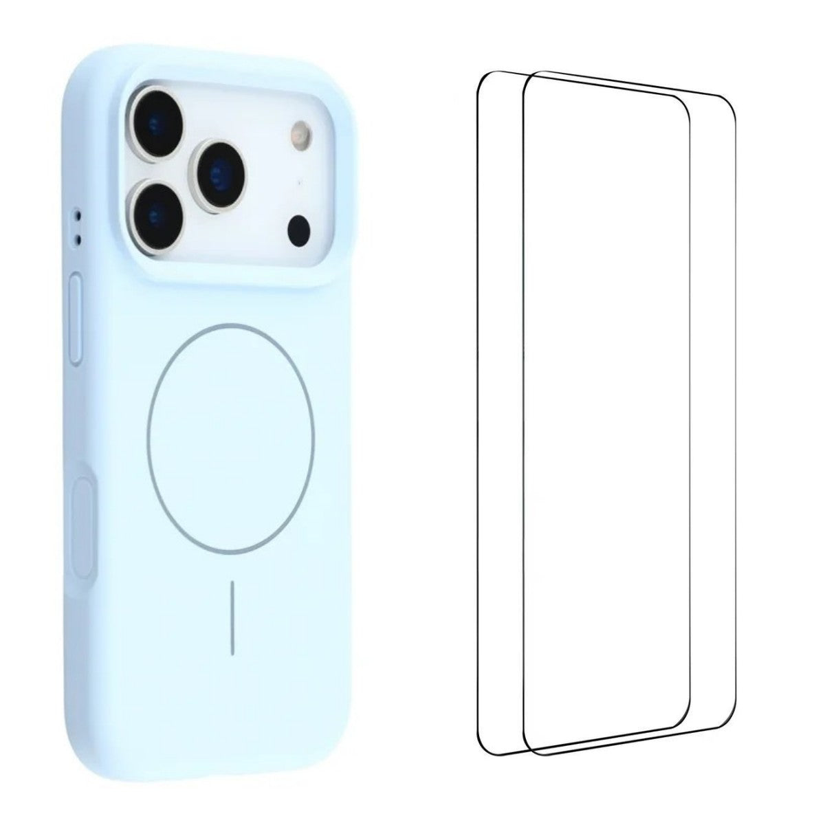 WANLONFENG For iPhone 17 Pro Max Case Compatible with MagSafe  XQ Series TPU Liquid Silicone Phone Cover with 2 Tempered Glass Films